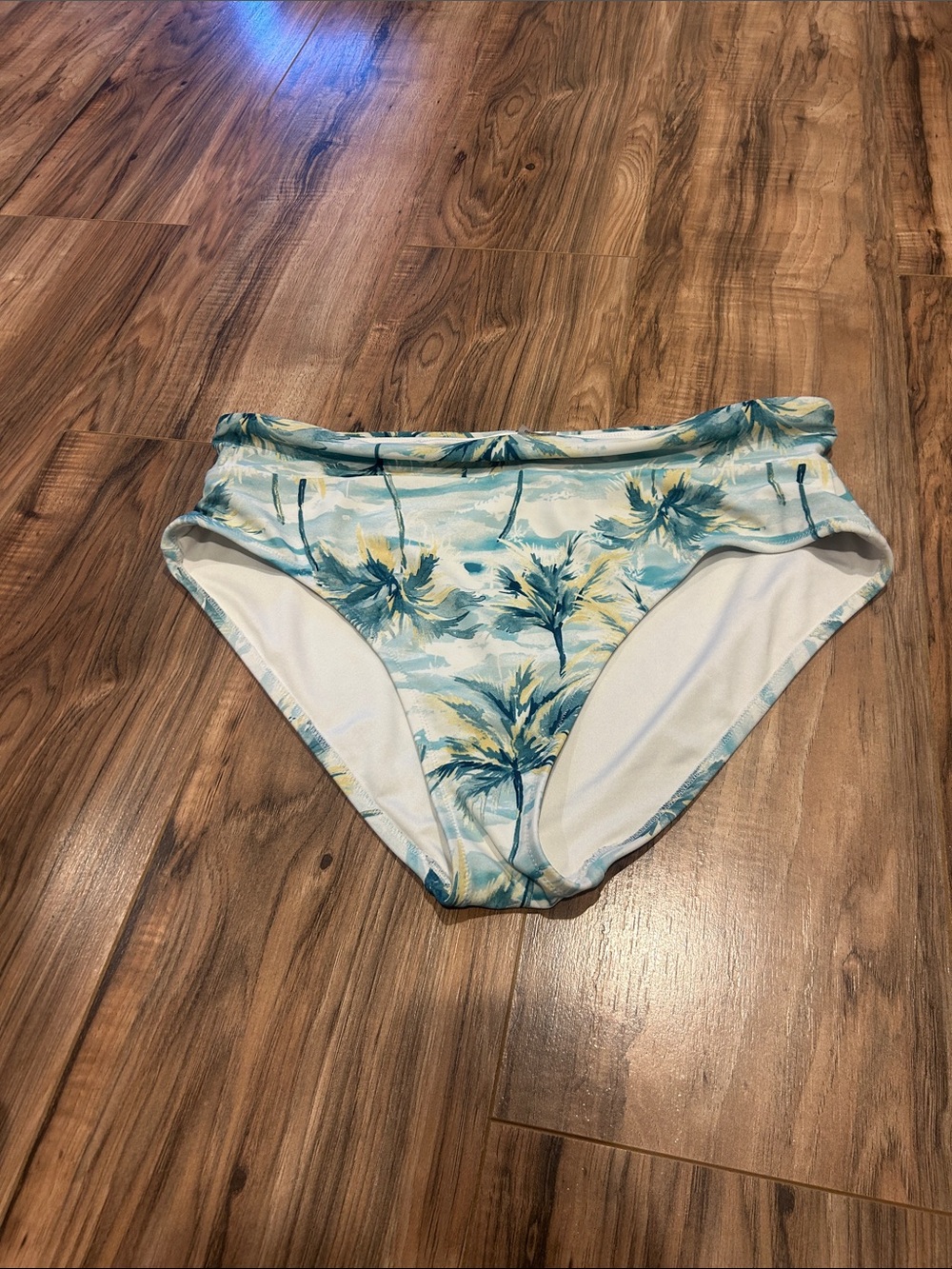 Old Navy Blue and Yellow Palm Print Bikini Bottoms